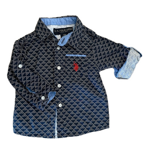 4/20$ Baby Toddler Navy Button Down Shirt size 18 months